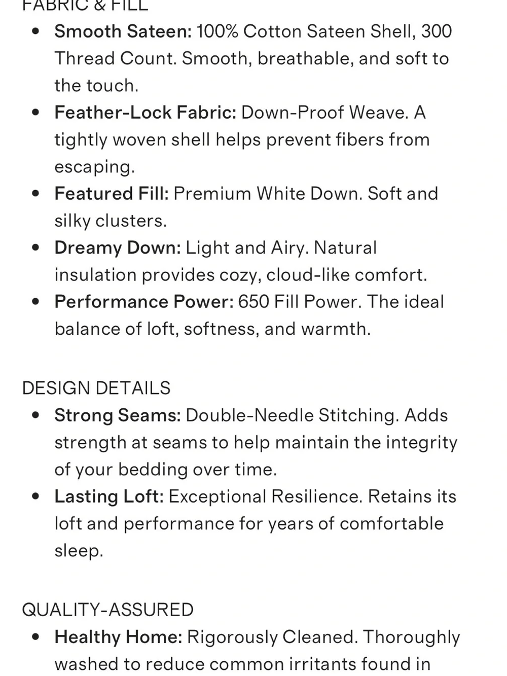 NWT QUINCE PREMIUM DOWN STANDARD PILLOW COTTON DUCK SOFT MSRP $110